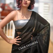 PURE COTTON BLACK SAREE WITH TUSSLES